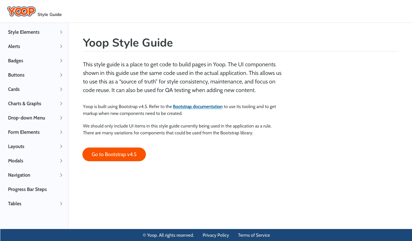 Yoop style guide page